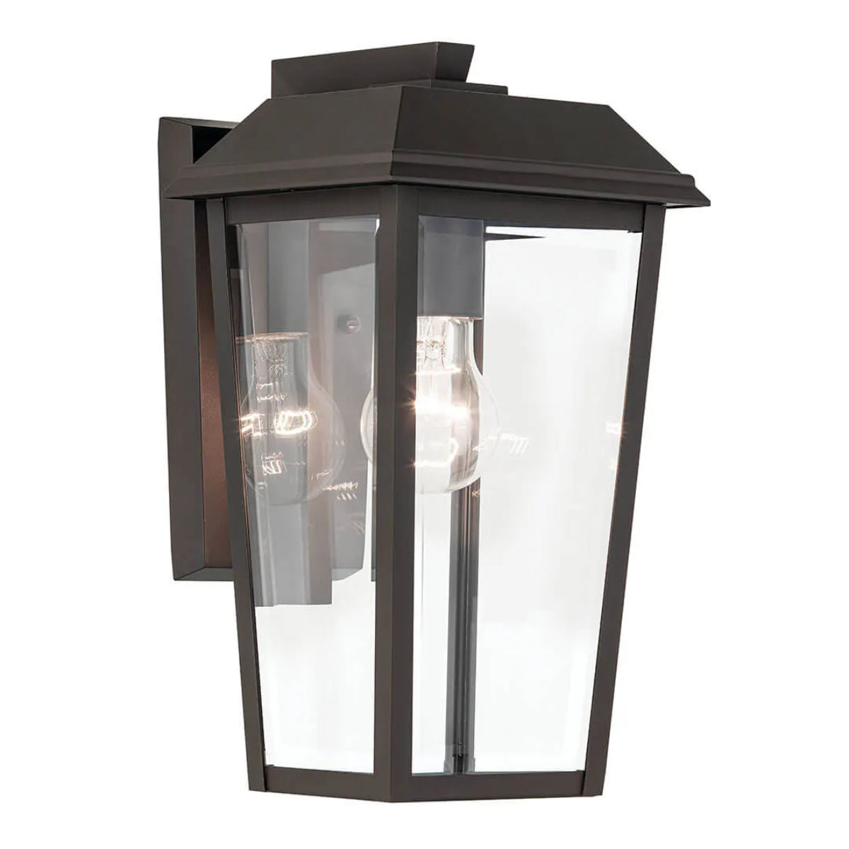 Mathus 13" 1-Light Outdoor Wall Light With Clear Beveled Glass, Bronze Finish - Bees Lighting