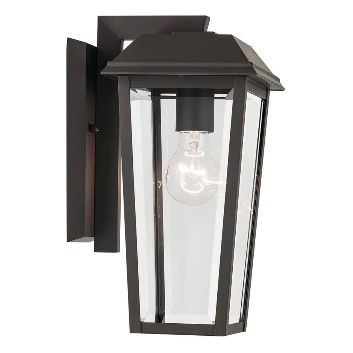Mathus 13" 1-Light Outdoor Wall Light With Clear Beveled Glass, Bronze Finish - Bees Lighting