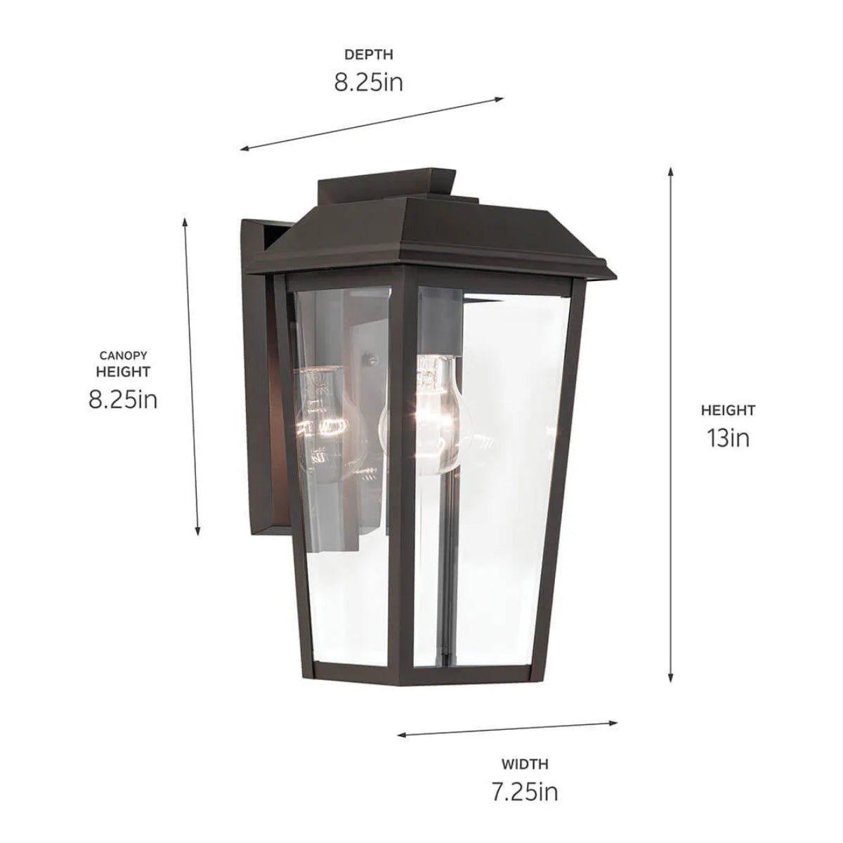 Mathus 13" 1-Light Outdoor Wall Light With Clear Beveled Glass, Bronze Finish - Bees Lighting