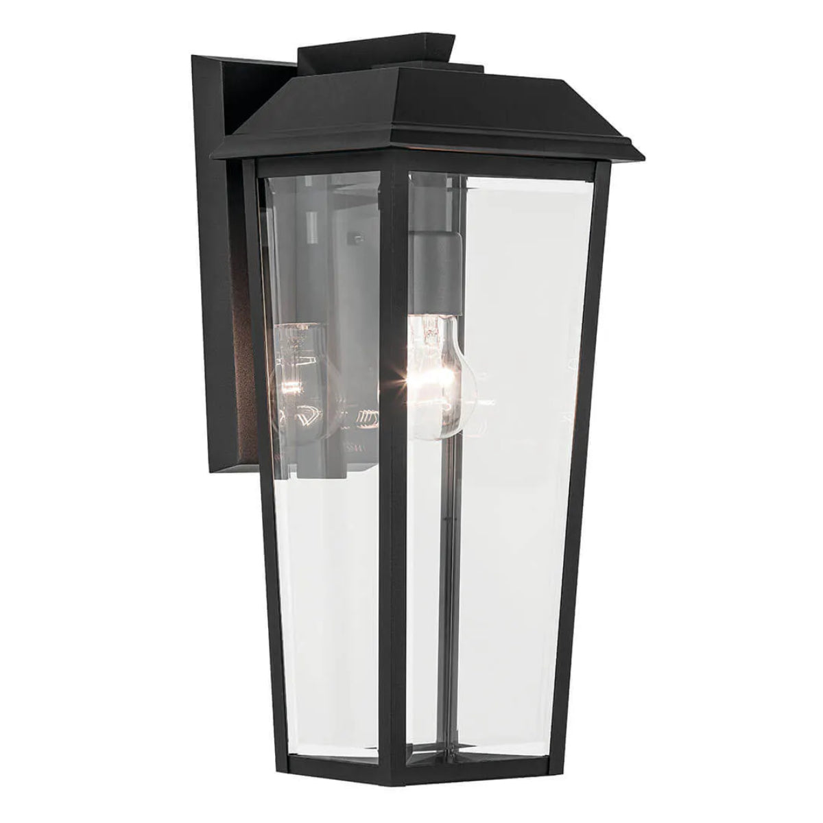 Mathus 18" 1-Light Outdoor Wall Light With Clear Beveled Glass, Black Finish - Bees Lighting