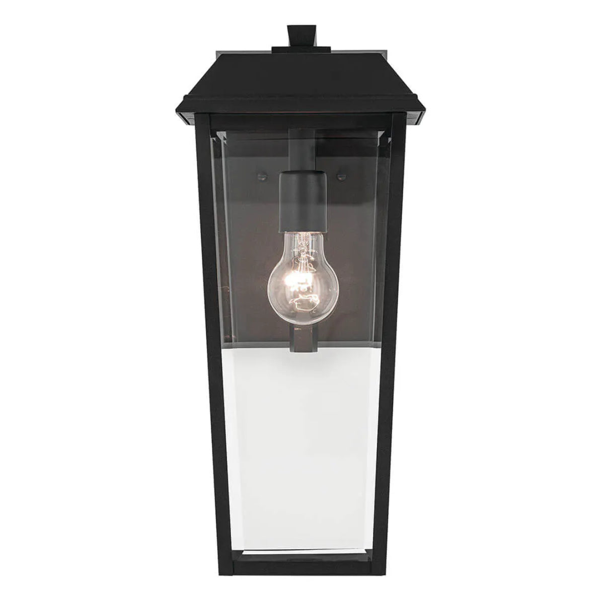 Mathus 18" 1-Light Outdoor Wall Light With Clear Beveled Glass, Black Finish - Bees Lighting