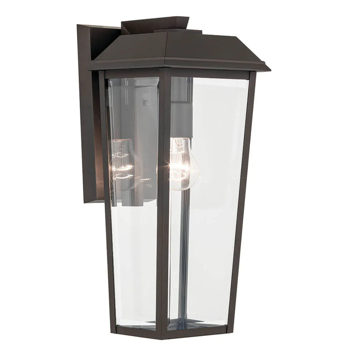 Mathus 18" 1-Light Outdoor Wall Light With Clear Beveled Glass, Bronze Finish - Bees Lighting