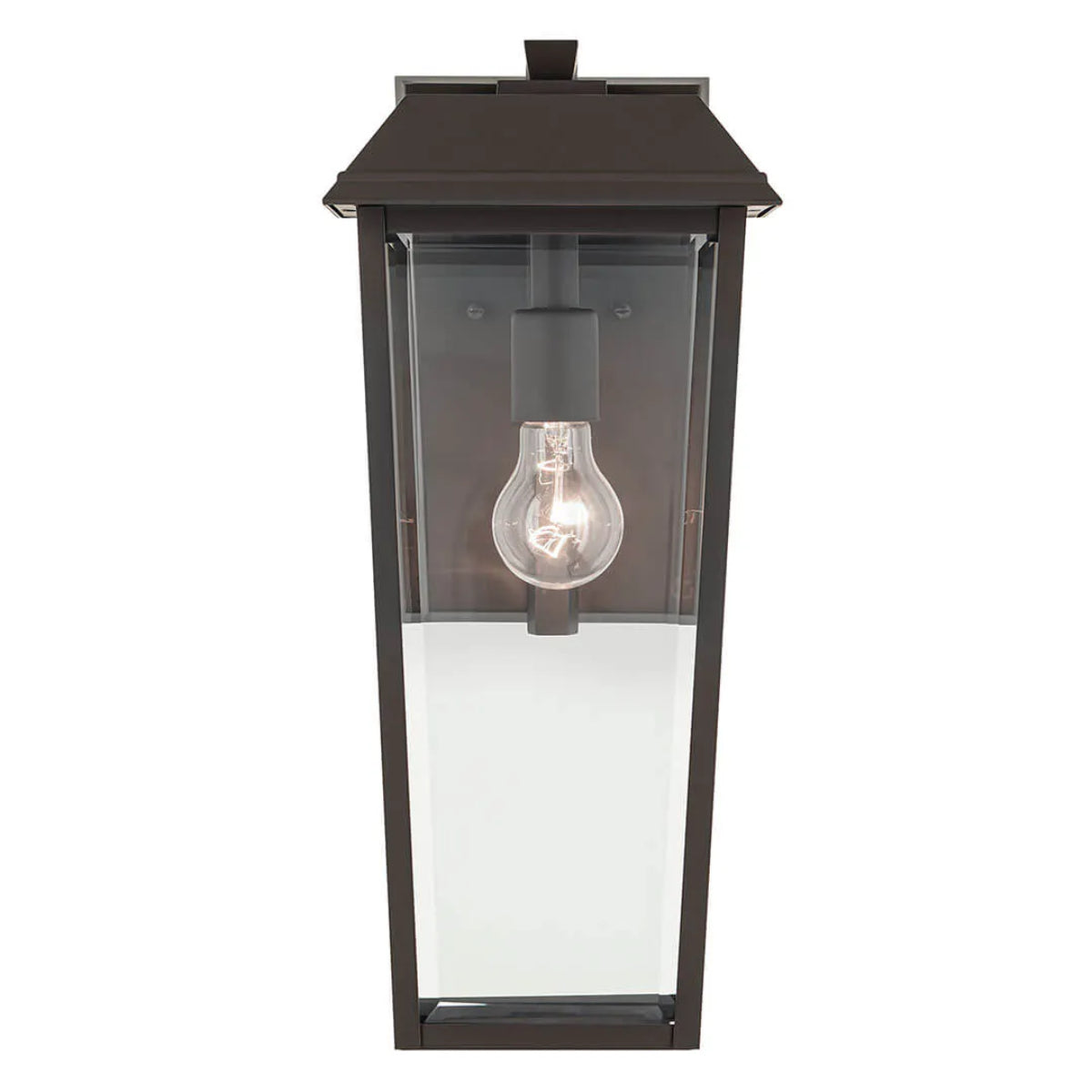 Mathus 18" 1-Light Outdoor Wall Light With Clear Beveled Glass, Bronze Finish - Bees Lighting