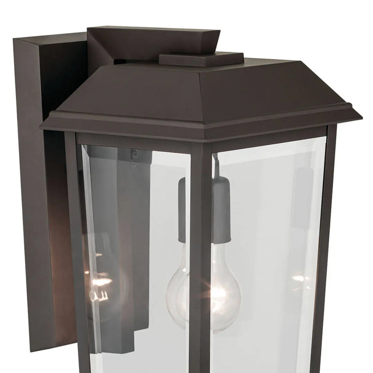 Mathus 18" 1-Light Outdoor Wall Light With Clear Beveled Glass, Bronze Finish - Bees Lighting