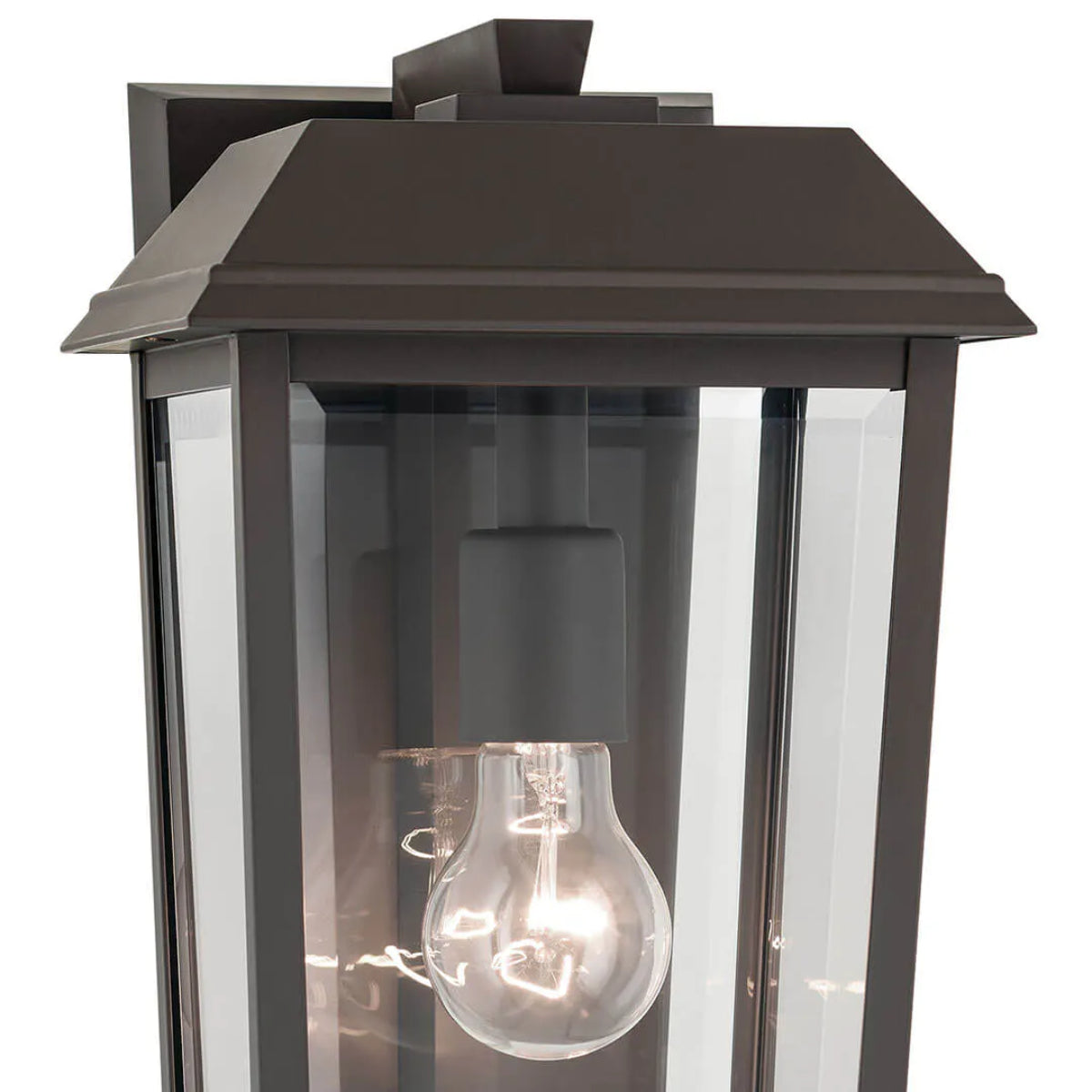 Mathus 18" 1-Light Outdoor Wall Light With Clear Beveled Glass, Bronze Finish - Bees Lighting