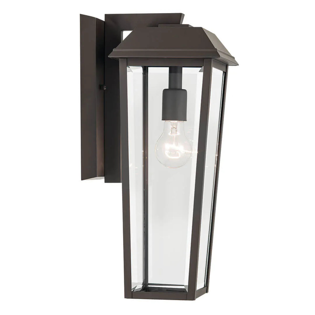 Mathus 18" 1-Light Outdoor Wall Light With Clear Beveled Glass, Bronze Finish - Bees Lighting