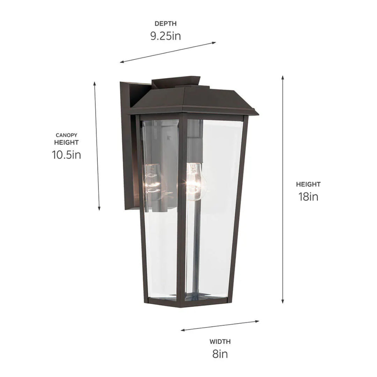 Mathus 18" 1-Light Outdoor Wall Light With Clear Beveled Glass, Bronze Finish - Bees Lighting