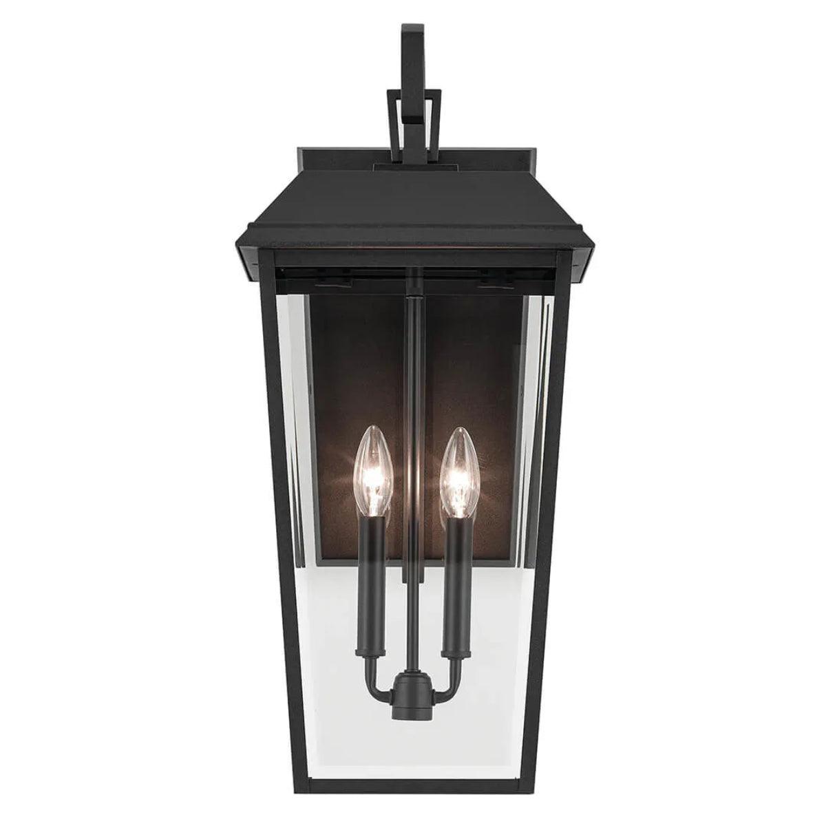 Mathus 24" 2-Light Outdoor Wall Light With Clear Beveled Glass, Black Finish - Bees Lighting