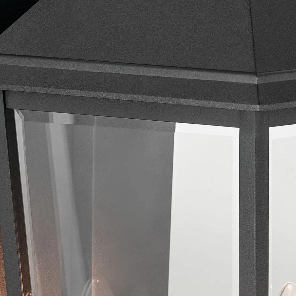 Mathus 24" 2-Light Outdoor Wall Light With Clear Beveled Glass, Black Finish - Bees Lighting