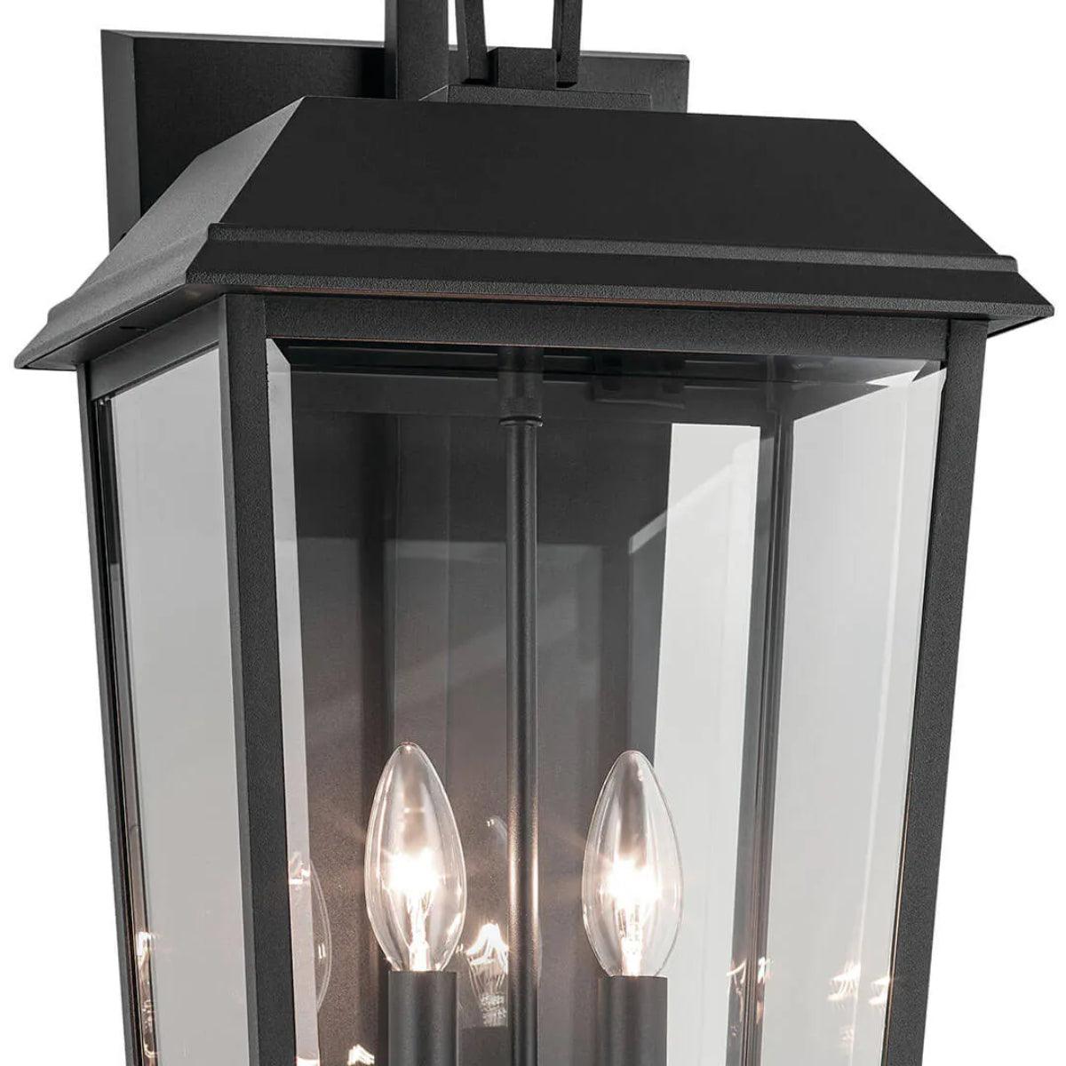 Mathus 24" 2-Light Outdoor Wall Light With Clear Beveled Glass, Black Finish - Bees Lighting