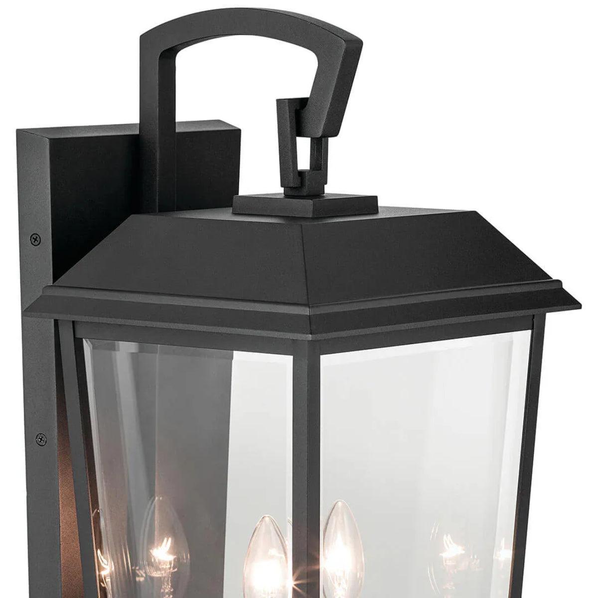 Mathus 24" 2-Light Outdoor Wall Light With Clear Beveled Glass, Black Finish - Bees Lighting