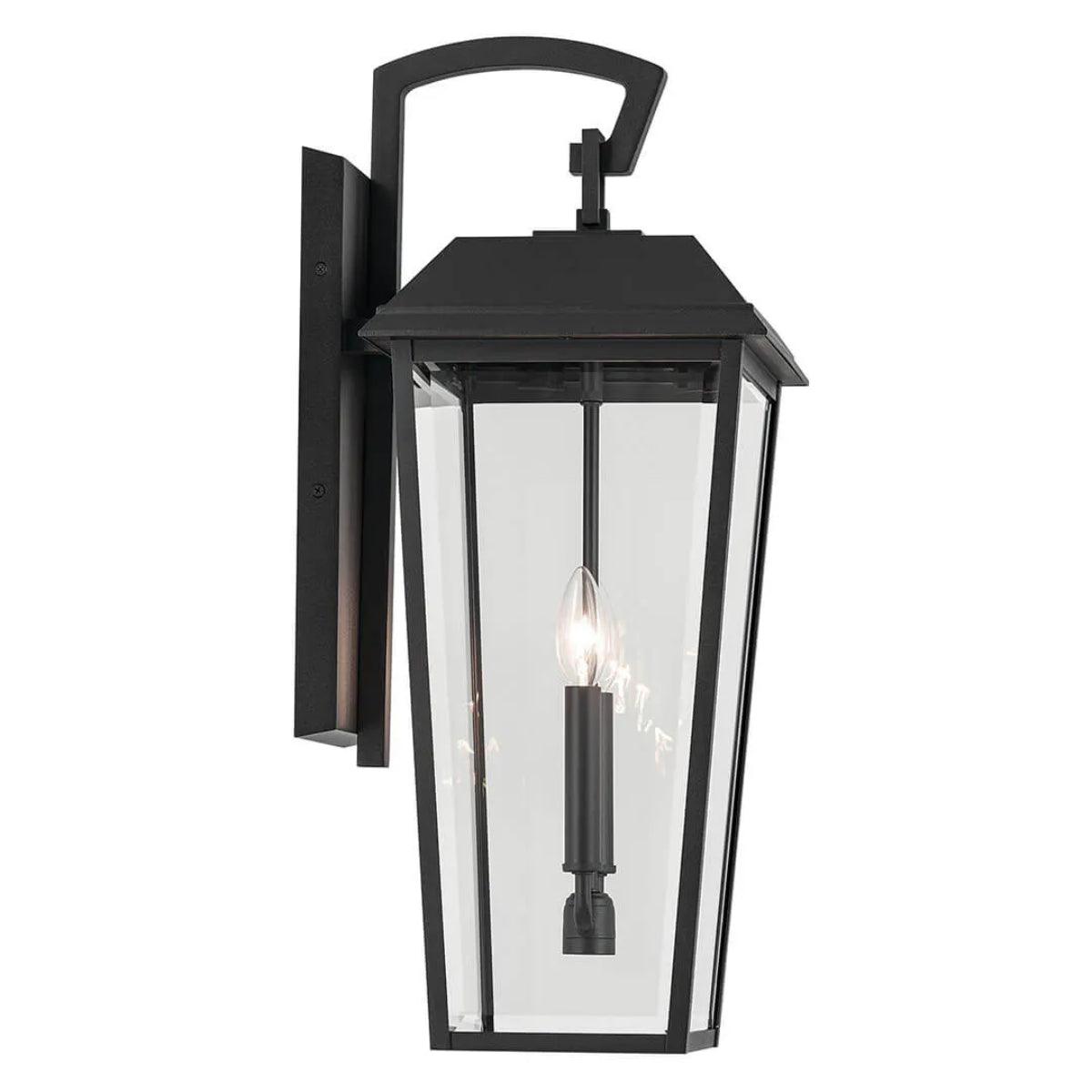 Mathus 24" 2-Light Outdoor Wall Light With Clear Beveled Glass, Black Finish - Bees Lighting
