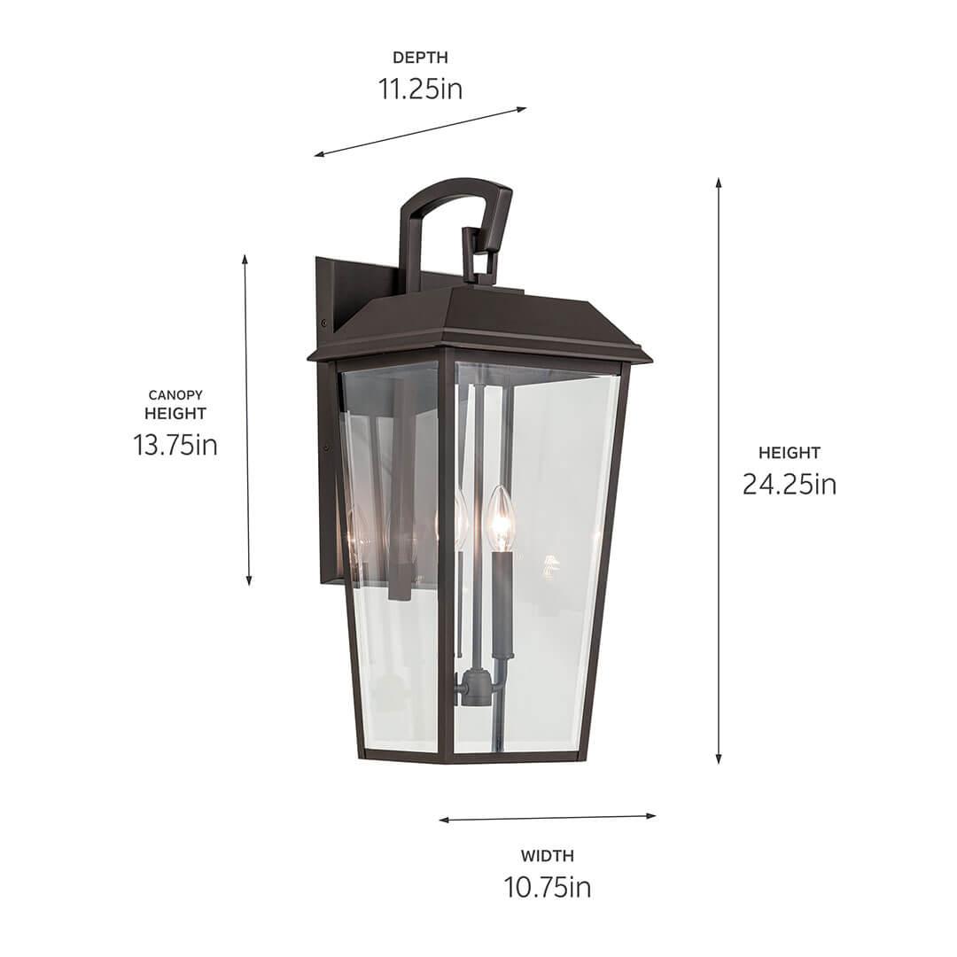 Mathus 24" 2-Light Outdoor Wall Light With Clear Beveled Glass, Bronze Finish - Bees Lighting