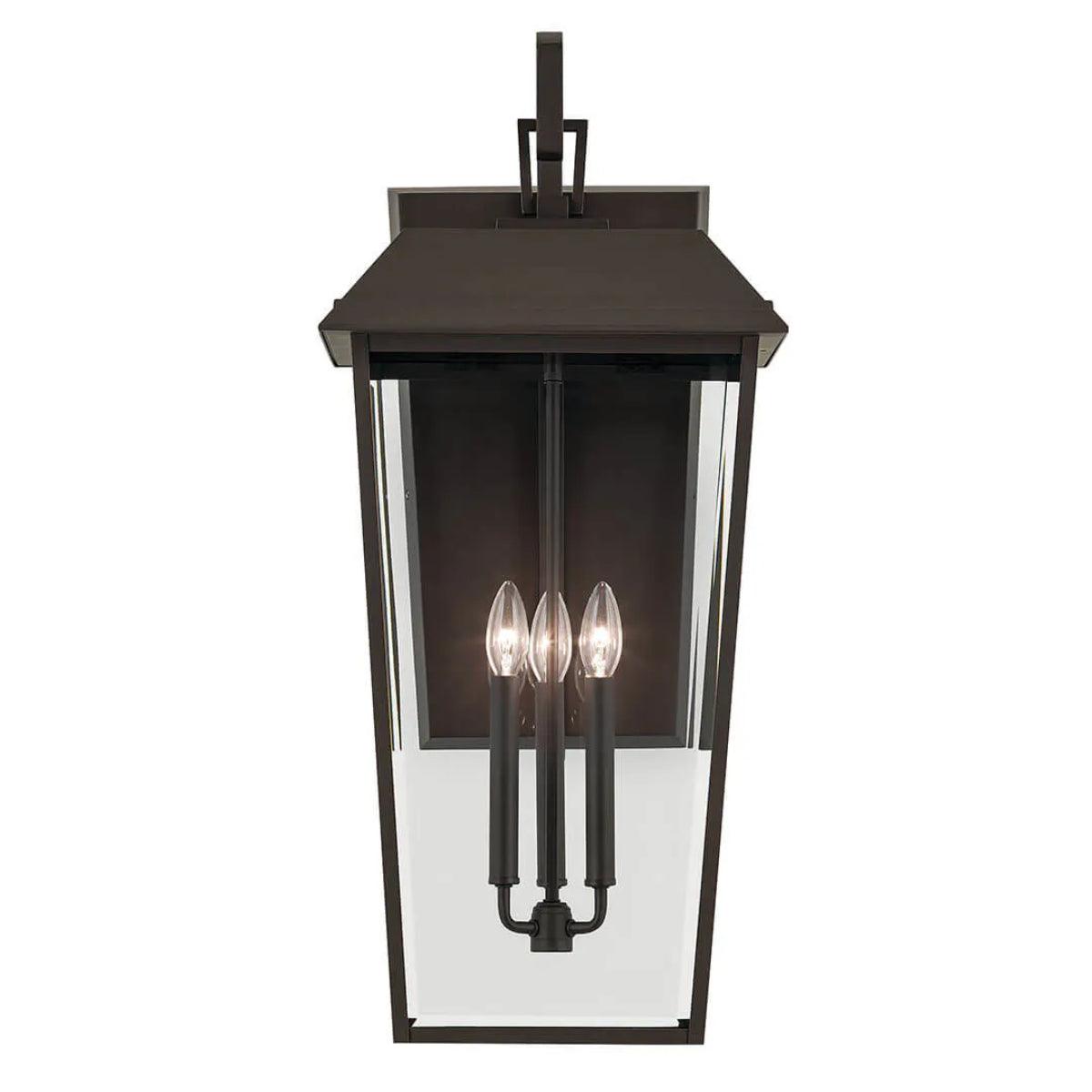 Mathus 30" 3-Light Outdoor Wall Light With Clear Beveled Glass, Bronze Finish - Bees Lighting