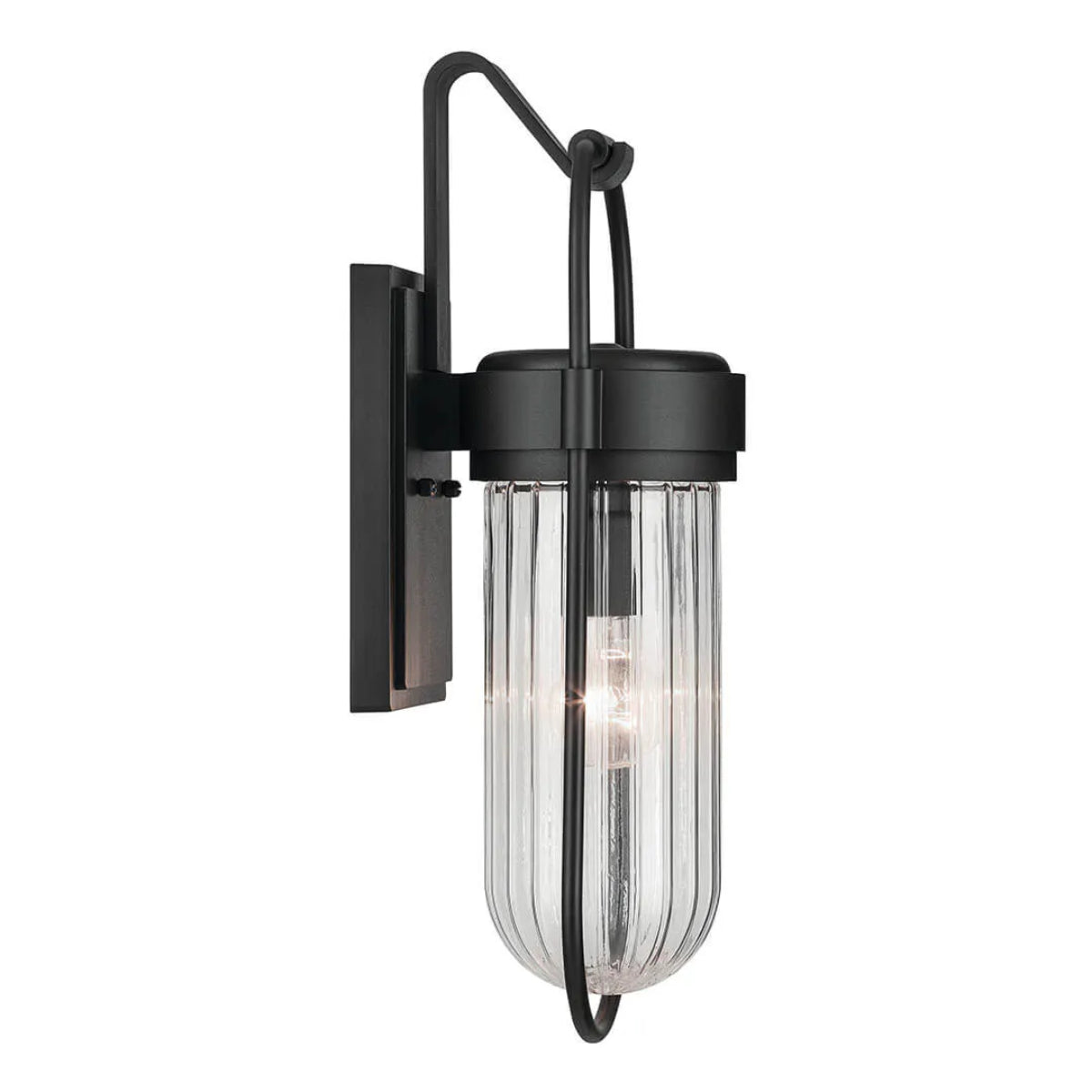Brix 19" 1-Light Outdoor Wall Light With Clear Glass, Black Finish - Bees Lighting