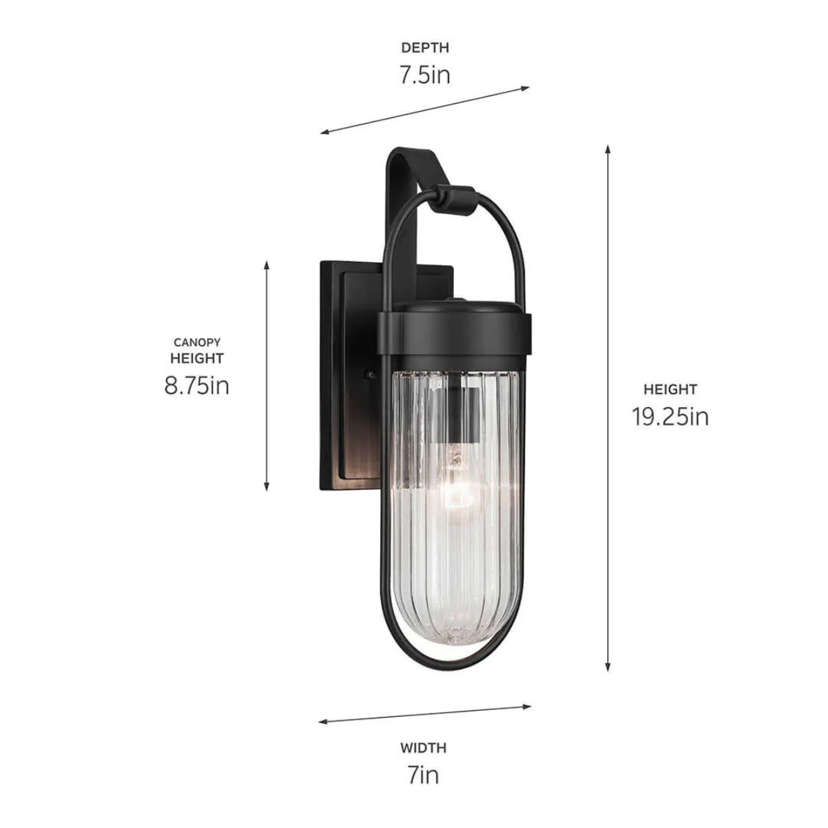 Brix 19" 1-Light Outdoor Wall Light With Clear Glass, Black Finish - Bees Lighting