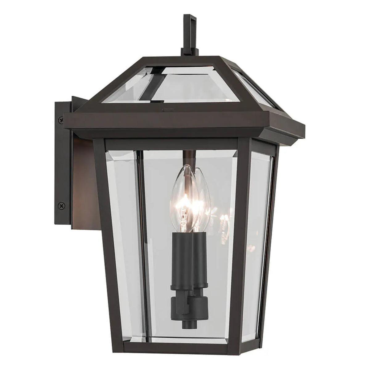 Regence 14" 2-Lights Outdoor Wall Light With Clear Beveled Glass, Bronze Finish - Bees Lighting