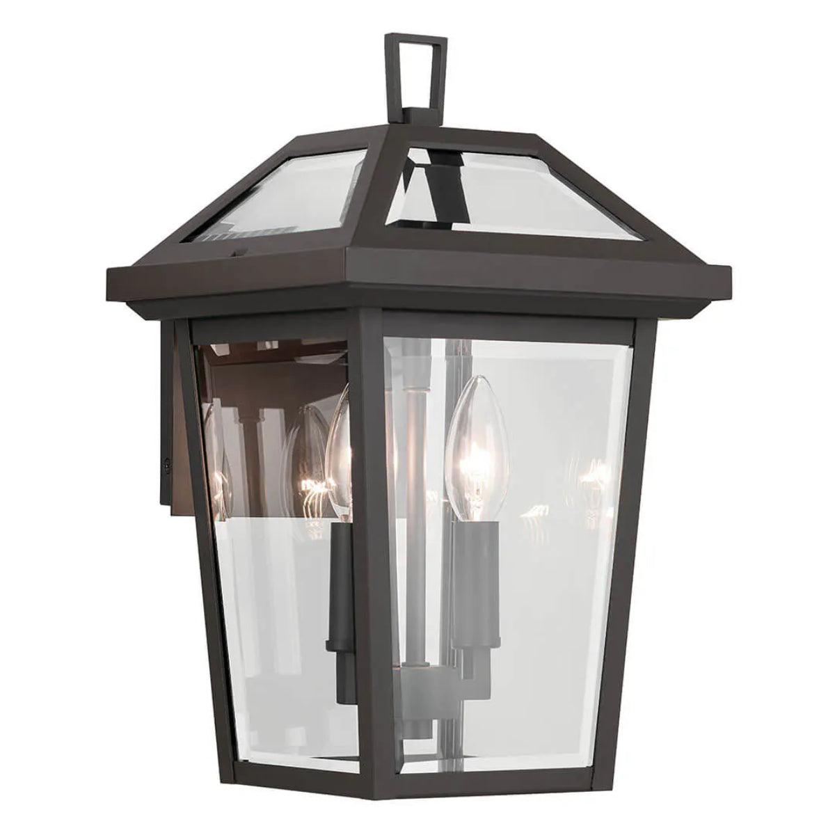 Regence 14" 2-Lights Outdoor Wall Light With Clear Beveled Glass, Bronze Finish - Bees Lighting