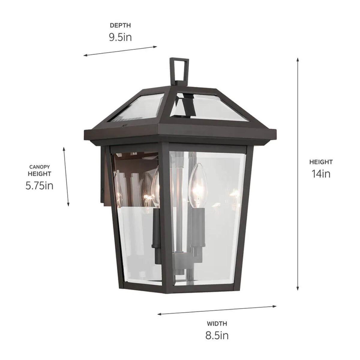Regence 14" 2-Lights Outdoor Wall Light With Clear Beveled Glass, Bronze Finish - Bees Lighting