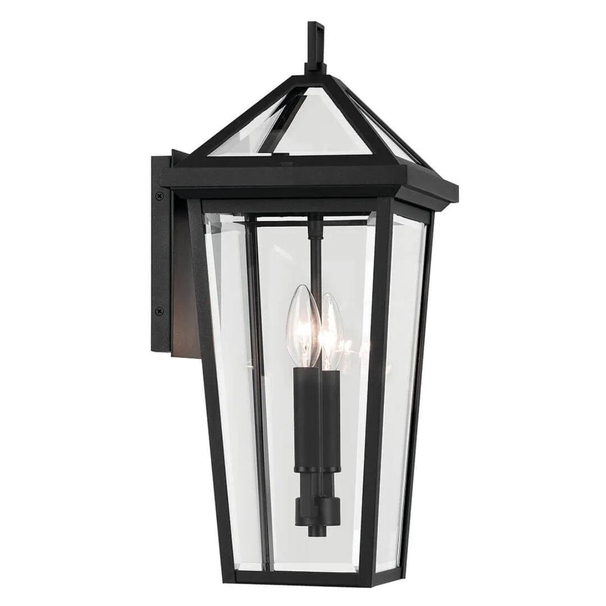 Regence 19" 2-Lights Outdoor Wall Light With Clear Beveled Glass, Black Finish - Bees Lighting
