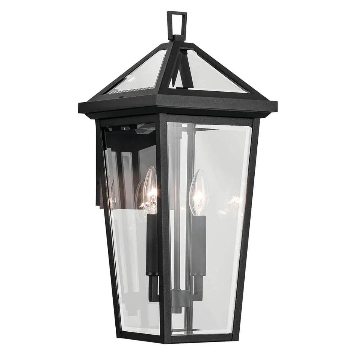 Regence 19" 2-Lights Outdoor Wall Light With Clear Beveled Glass, Black Finish - Bees Lighting