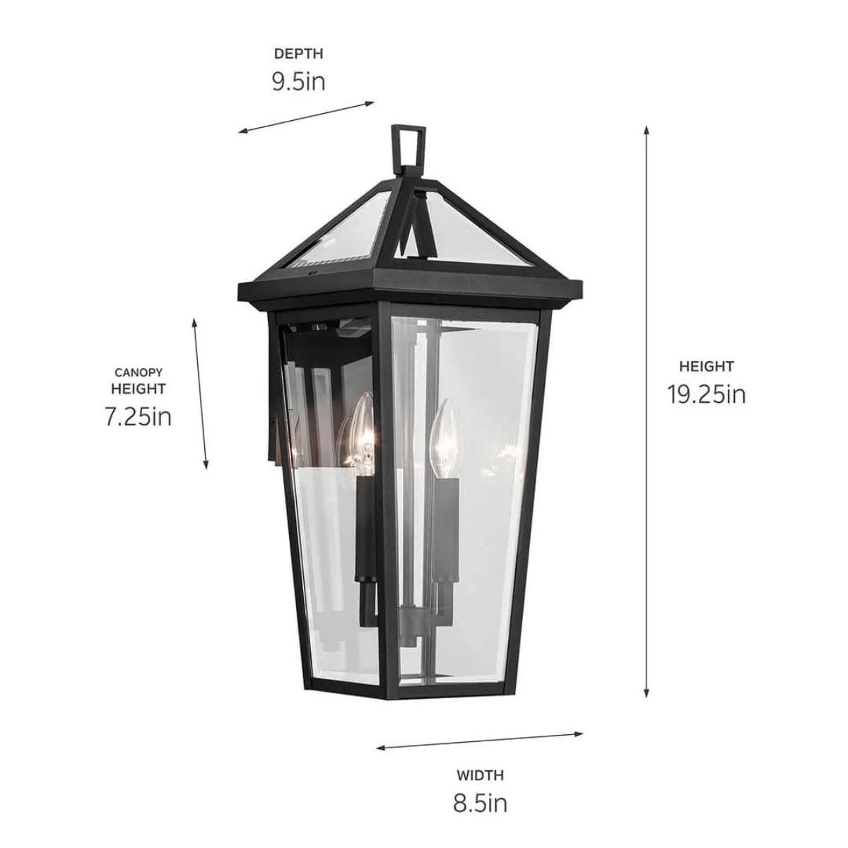 Regence 19" 2-Lights Outdoor Wall Light With Clear Beveled Glass, Black Finish - Bees Lighting