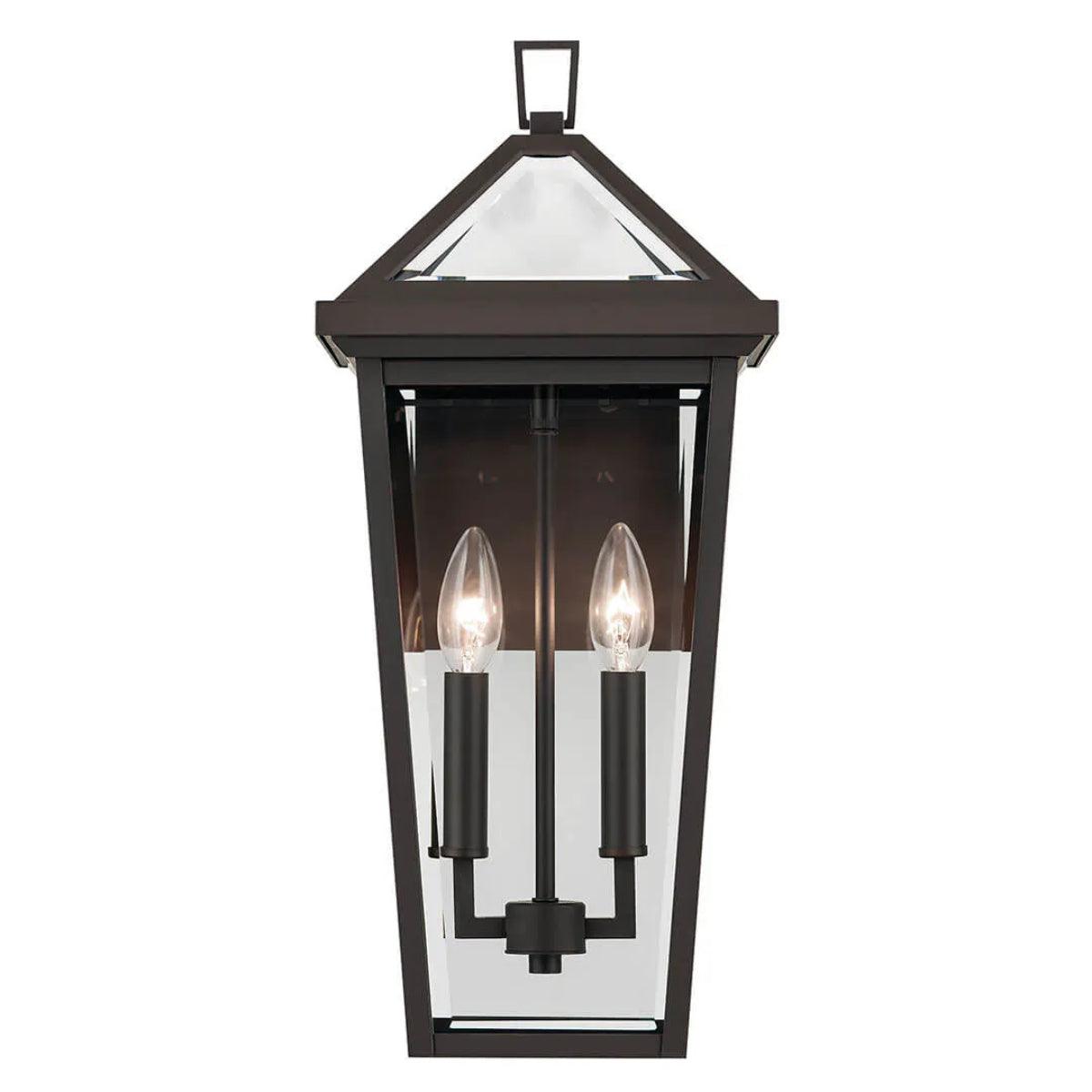 Regence 19" 2-Lights Outdoor Wall Light With Clear Beveled Glass, Bronze Finish - Bees Lighting