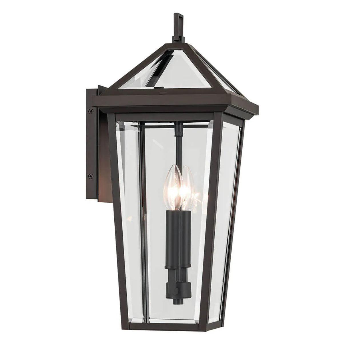 Regence 19" 2-Lights Outdoor Wall Light With Clear Beveled Glass, Bronze Finish - Bees Lighting
