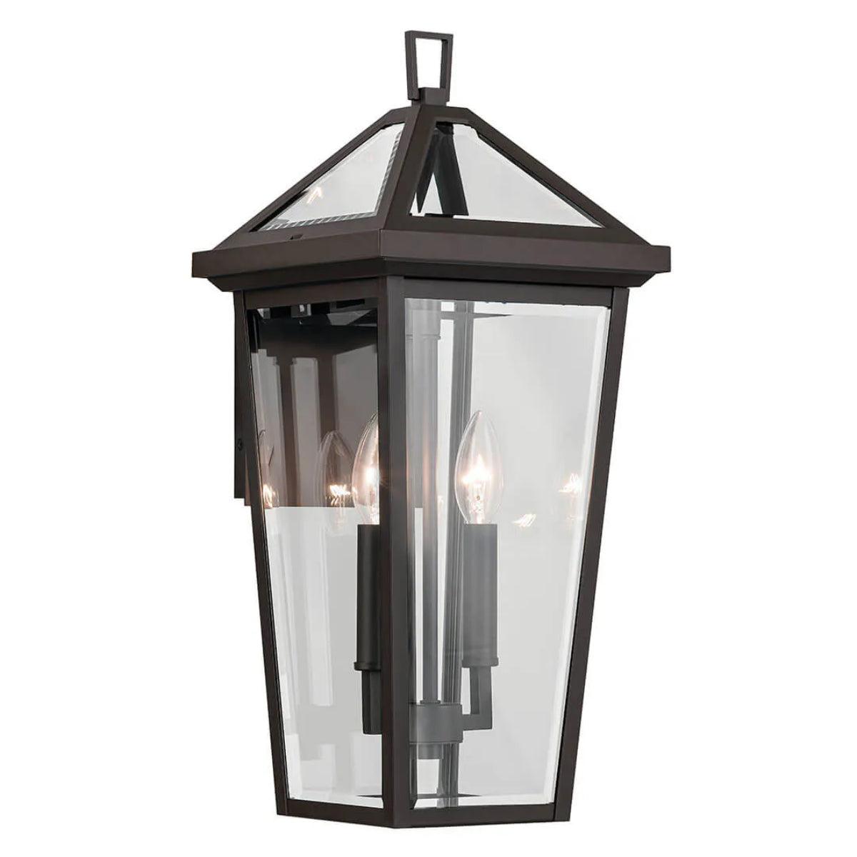 Regence 19" 2-Lights Outdoor Wall Light With Clear Beveled Glass, Bronze Finish - Bees Lighting