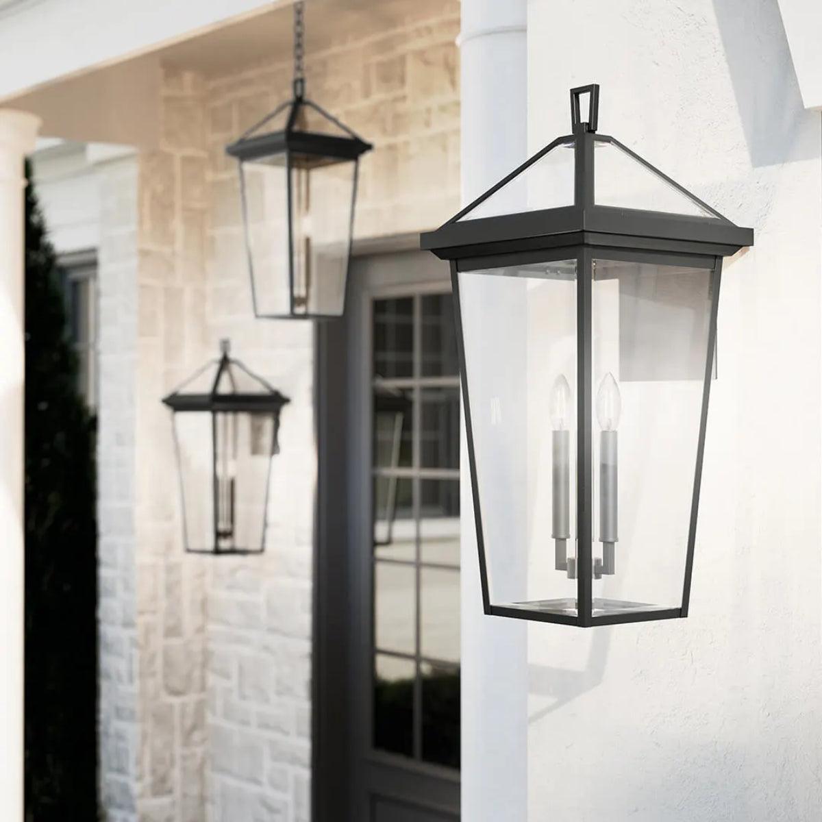 Regence 26" 2-Lights Outdoor Wall Light With Clear Beveled Glass, Black Finish - Bees Lighting
