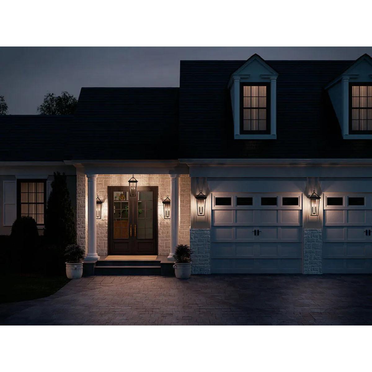 Regence 26" 2-Lights Outdoor Wall Light With Clear Beveled Glass, Black Finish - Bees Lighting