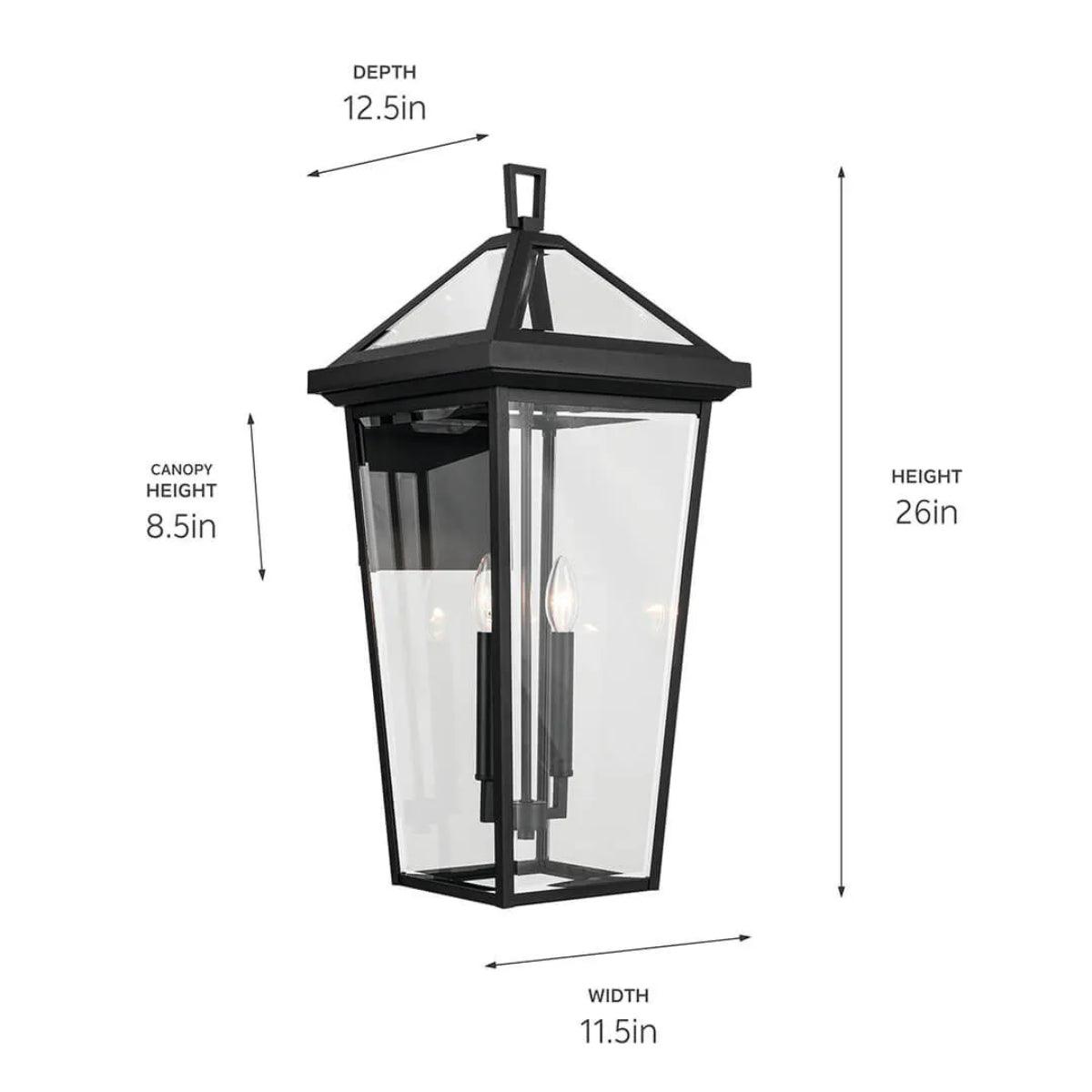 Regence 26" 2-Lights Outdoor Wall Light With Clear Beveled Glass, Black Finish - Bees Lighting