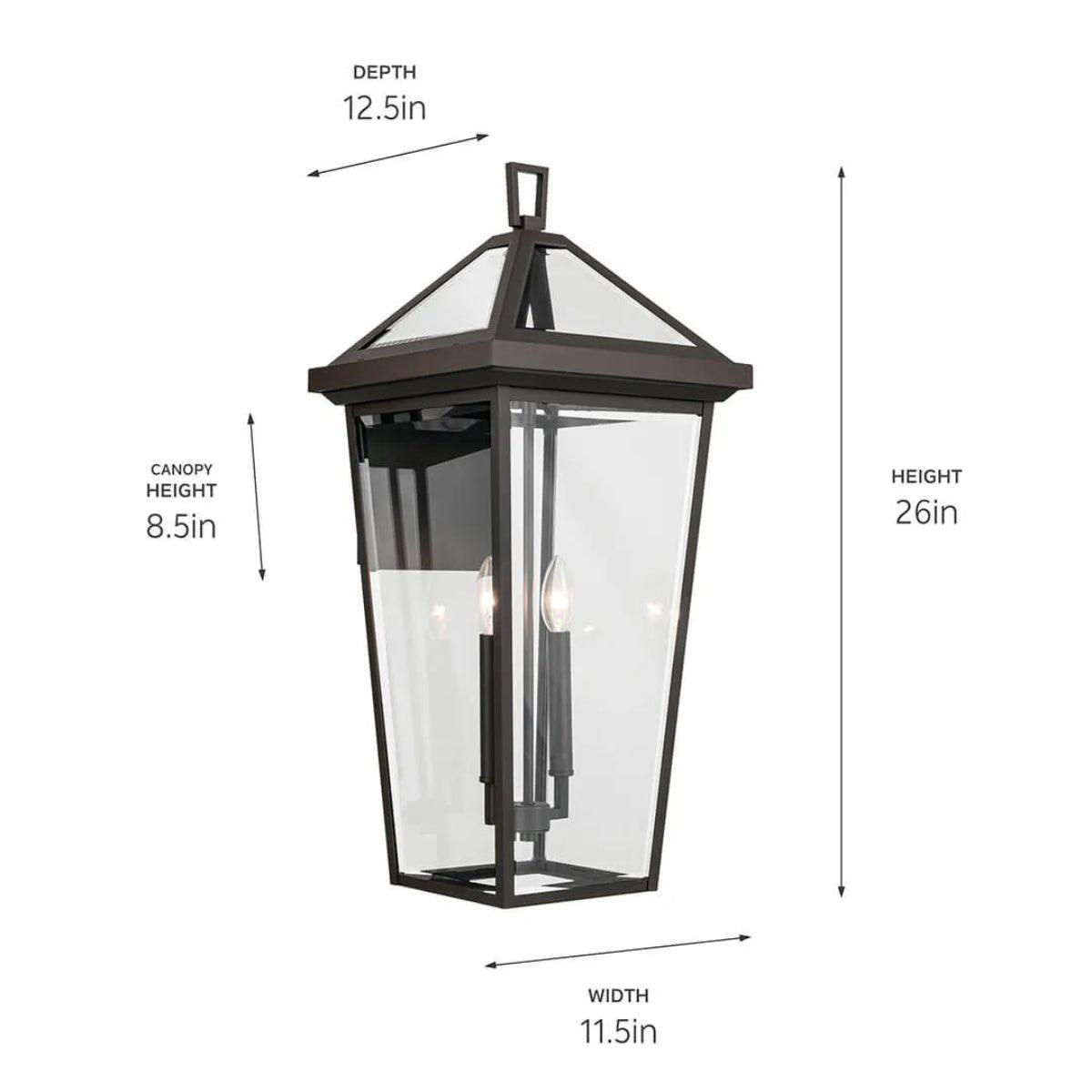 Regence 26" 2-Lights Outdoor Wall Light With Clear Beveled Glass, Bronze Finish - Bees Lighting