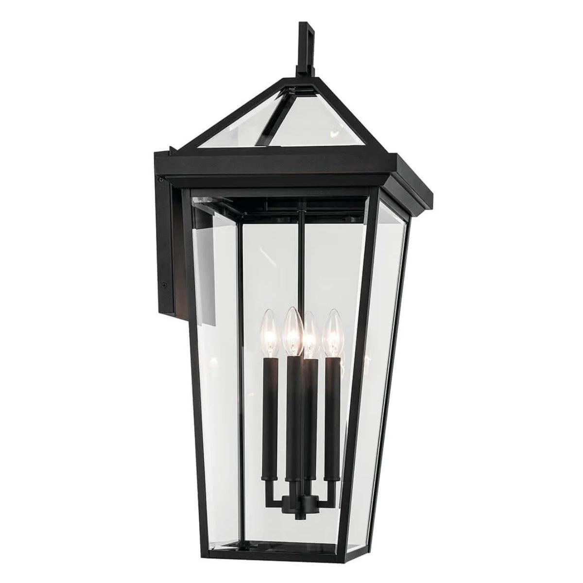 Regence 30" 4-Lights Outdoor Wall Light With Clear Beveled Glass, Black Finish - Bees Lighting