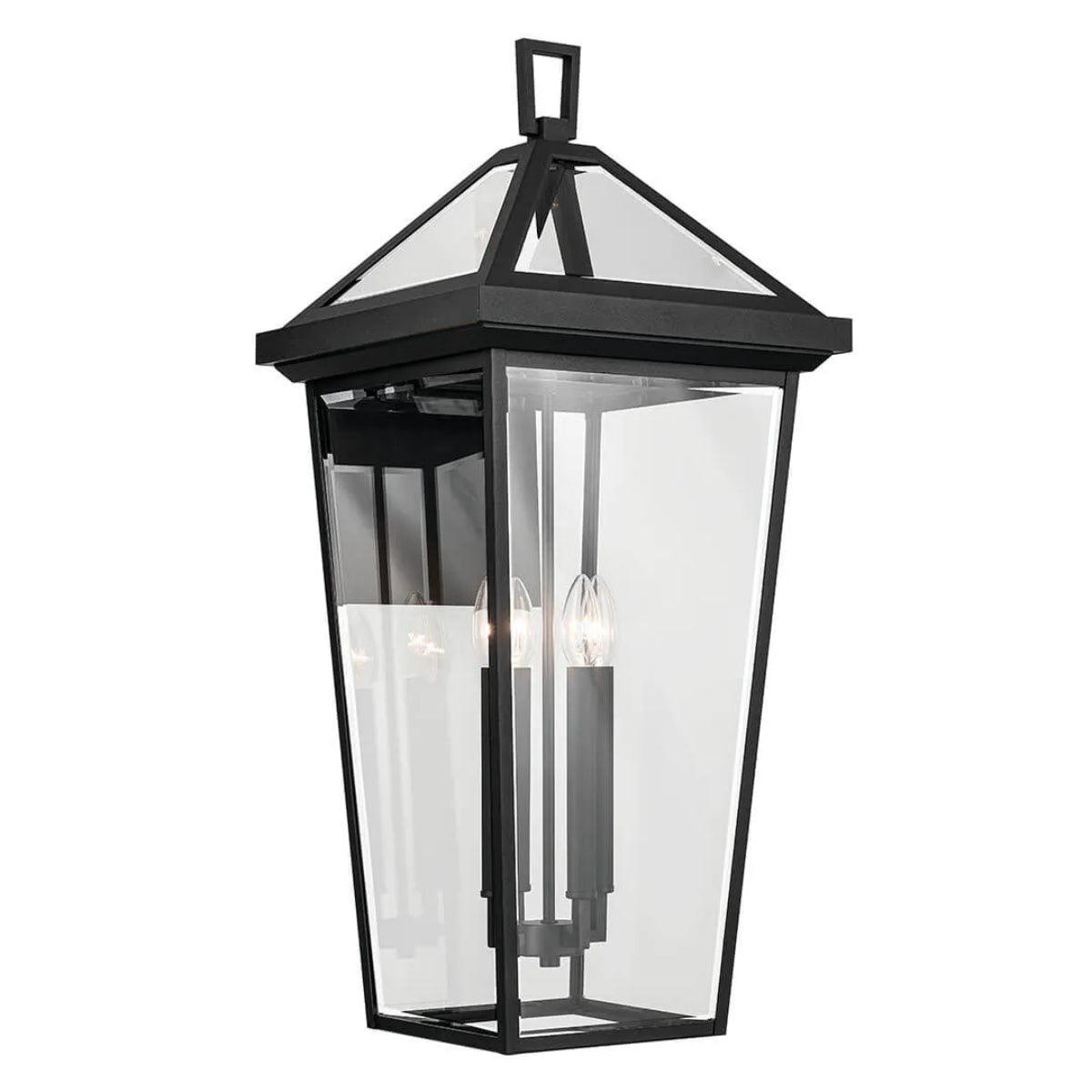 Regence 30" 4-Lights Outdoor Wall Light With Clear Beveled Glass, Black Finish - Bees Lighting