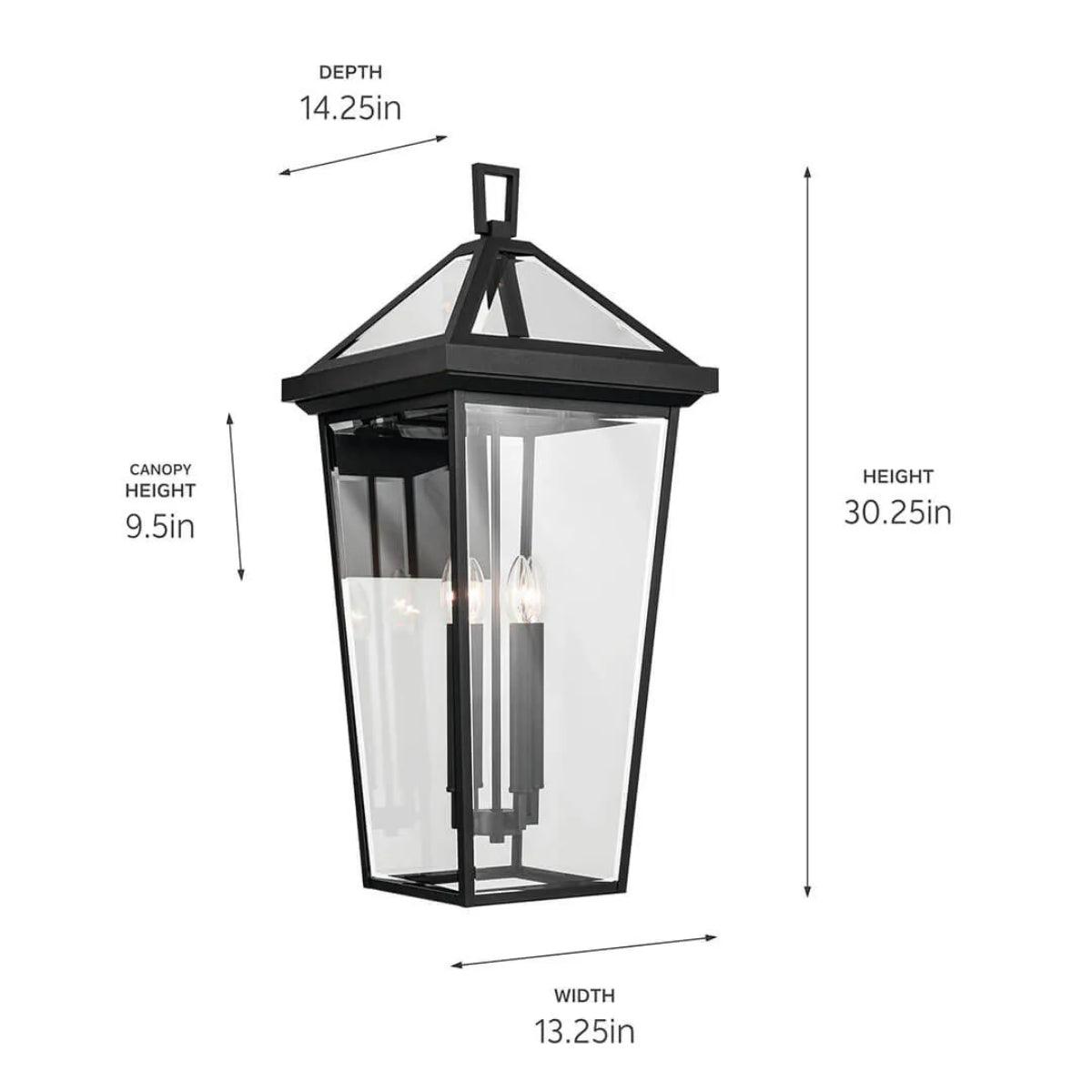 Regence 30" 4-Lights Outdoor Wall Light With Clear Beveled Glass, Black Finish - Bees Lighting