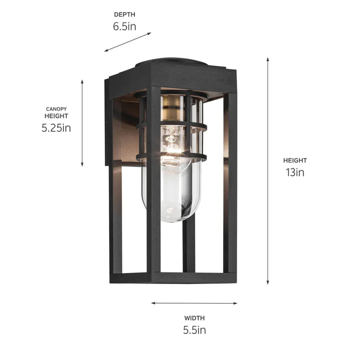 Hone 13" 1-Light Outdoor Wall Light, Black Finish - Bees Lighting