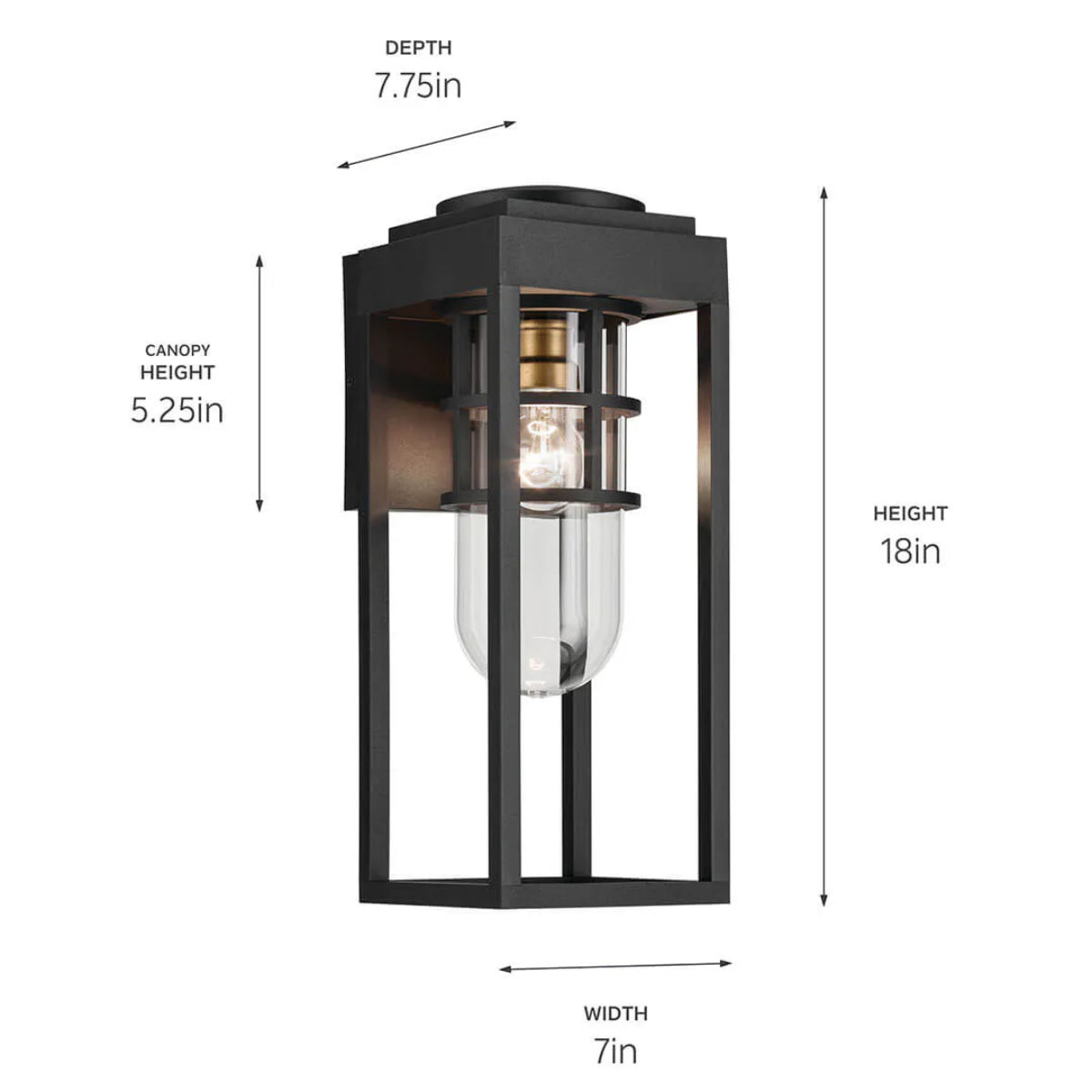 Hone 18" 1-Light Outdoor Wall Light, Black Finish - Bees Lighting