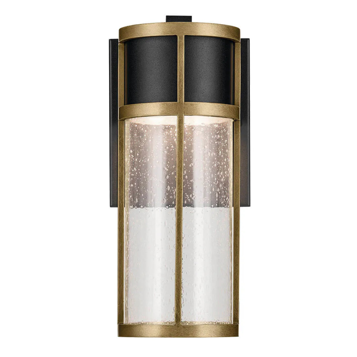 Camillo 12" 1-Light LED Outdoor Wall Light With Clear Seeded Glass, Black Finish - Bees Lighting