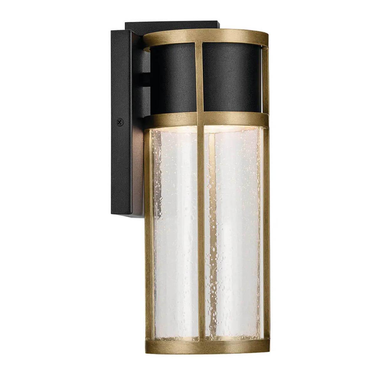 Camillo 12" 1-Light LED Outdoor Wall Light With Clear Seeded Glass, Black Finish - Bees Lighting