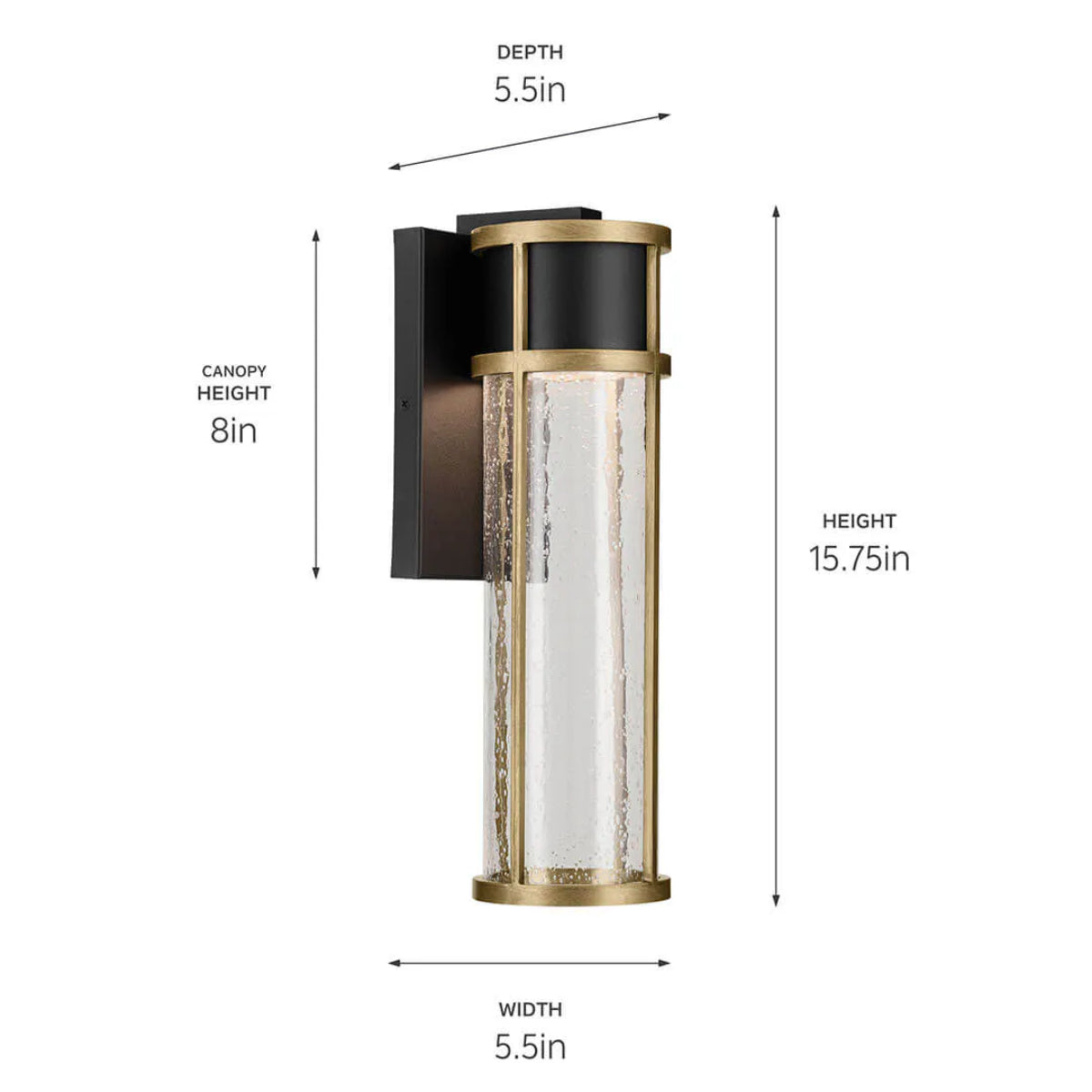Camillo 16" 1-Light LED Outdoor Wall Light With Clear Seeded Glass, Black Finish - Bees Lighting