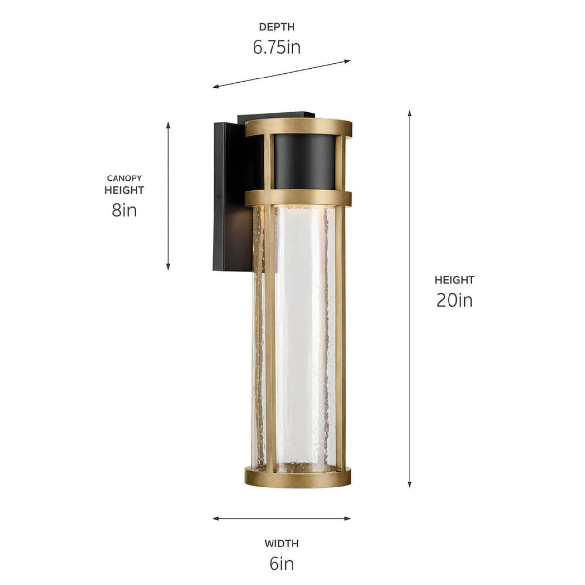 Camillo 20" 1-Light LED Outdoor Wall Light With Clear Seeded Glass, Black Finish - Bees Lighting