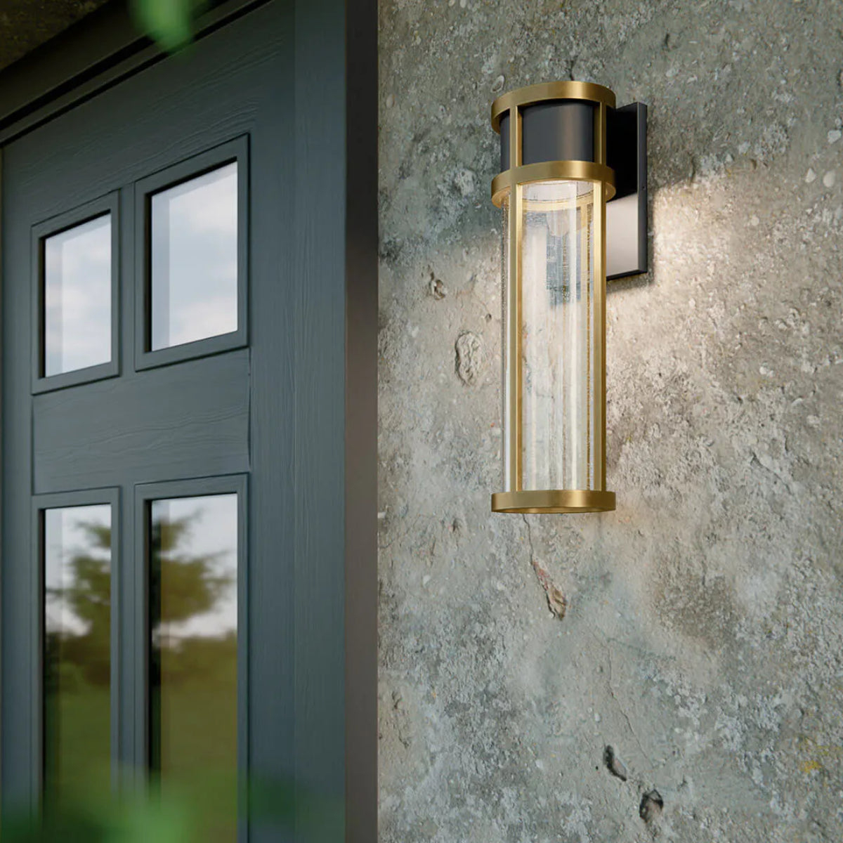 Camillo LED Outdoor Wall Light Black & Brass - Bees Lighting