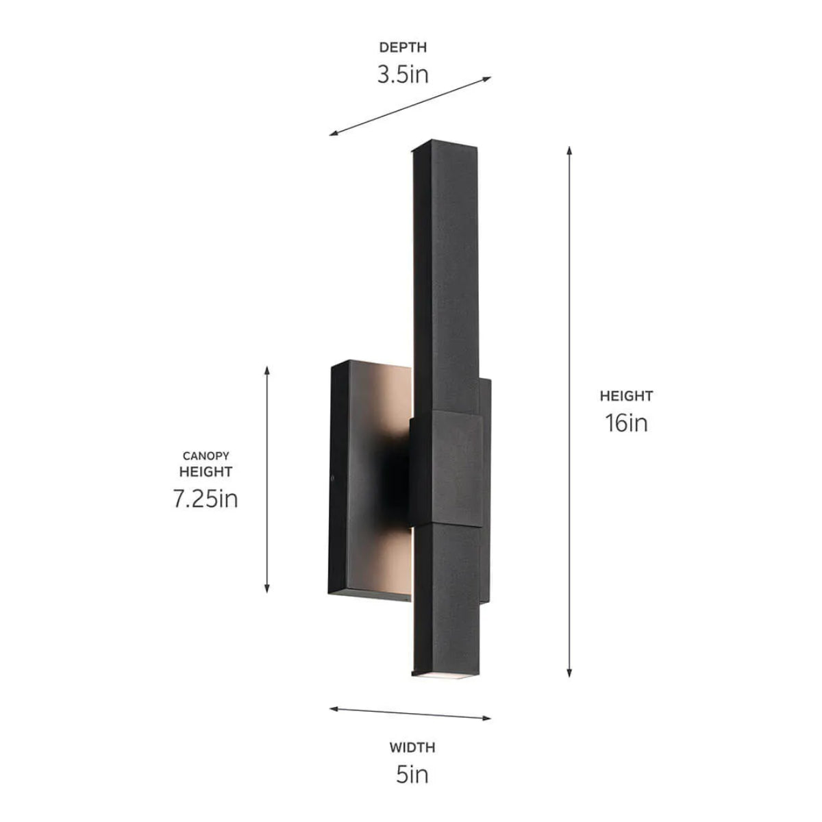 Nocar 16" 1-Light LED Outdoor Wall Light With Clear Acrylic Satin Etched Glass, Black Finish - Bees Lighting