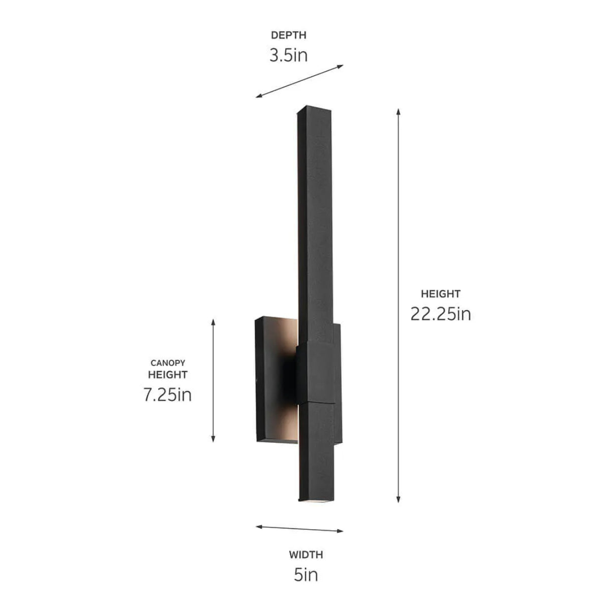 Nocar 22" 1-Light LED Outdoor Wall Light With Clear Acrylic Satin Etched Glass, Black Finish - Bees Lighting