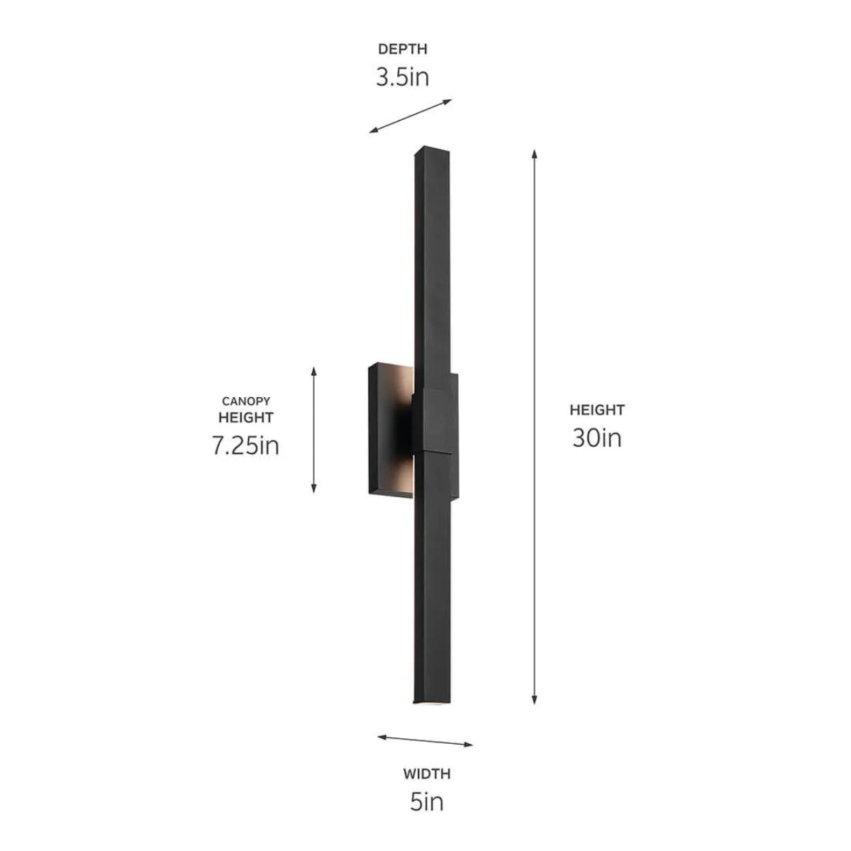 Nocar 30" 1-Light LED Outdoor Wall Light With Clear Acrylic Satin Etched Glass, Black Finish - Bees Lighting