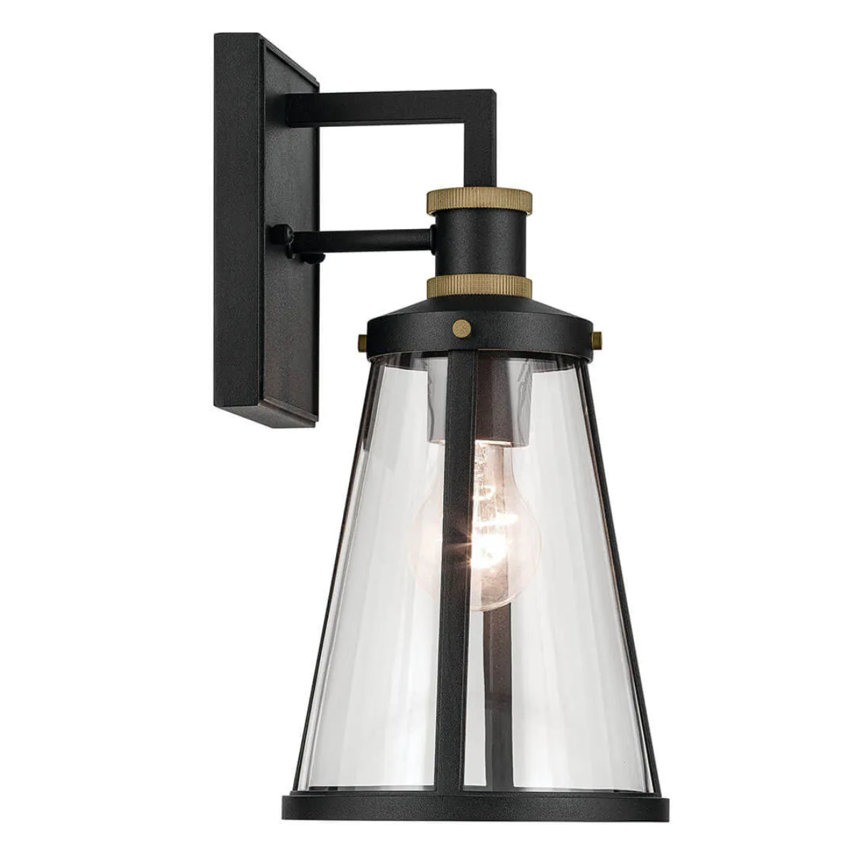Talman 13" 1-Light Outdoor Wall Light With Clear Glass, Black Finish - Bees Lighting