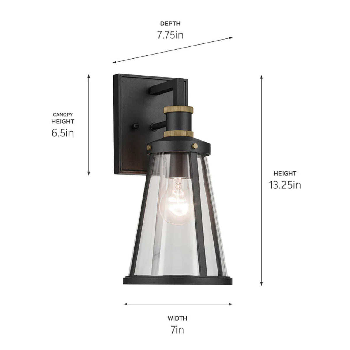 Talman 13" 1-Light Outdoor Wall Light With Clear Glass, Black Finish - Bees Lighting
