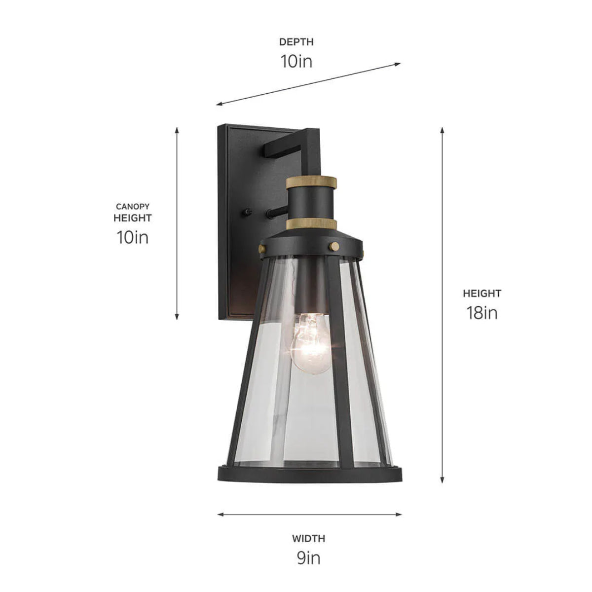 Talman 18" 1-Light Outdoor Wall Light With Clear Glass, Black Finish - Bees Lighting