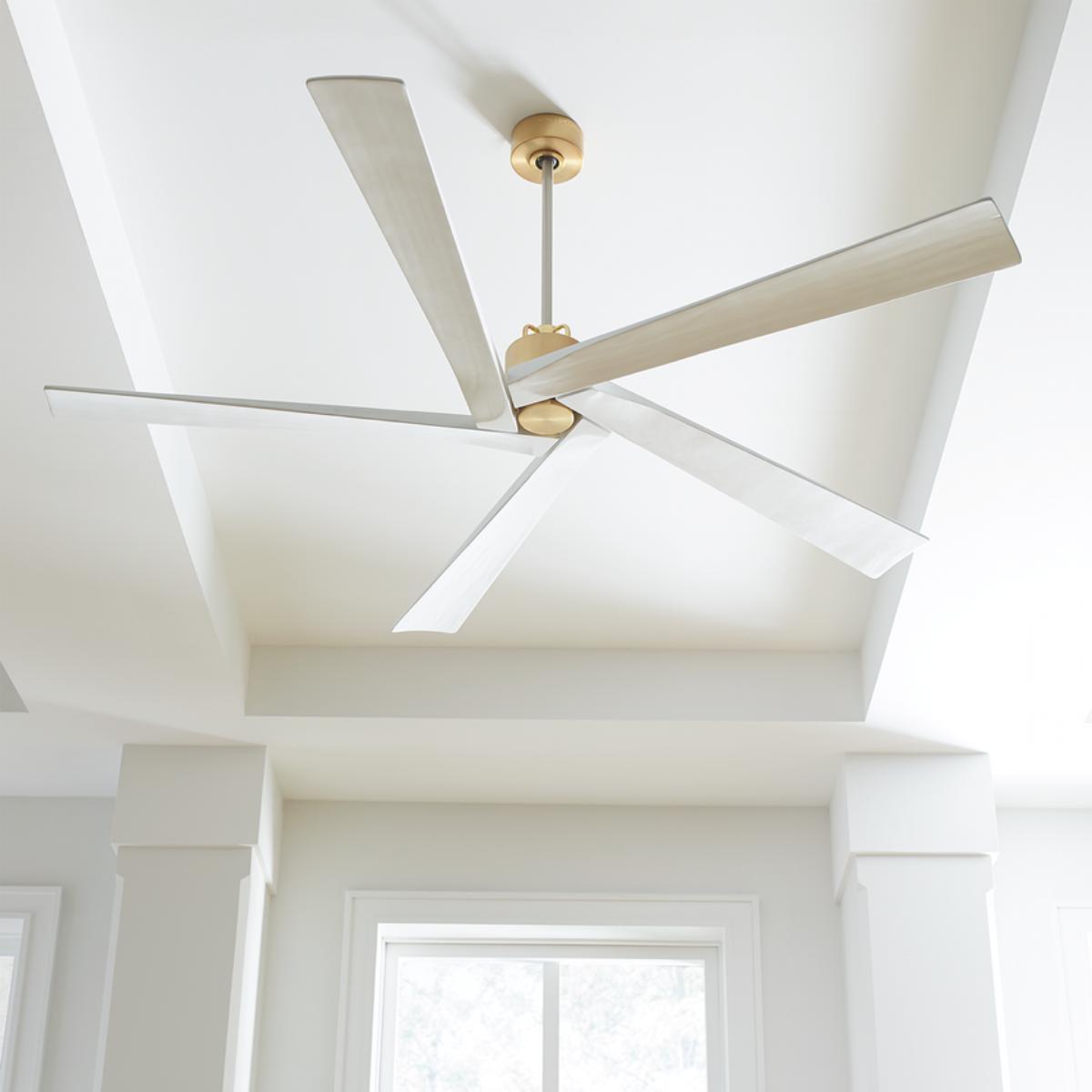 Aspen 70 Inch Burnished Brass Large Outdoor Ceiling Fan with Remote - Bees Lighting